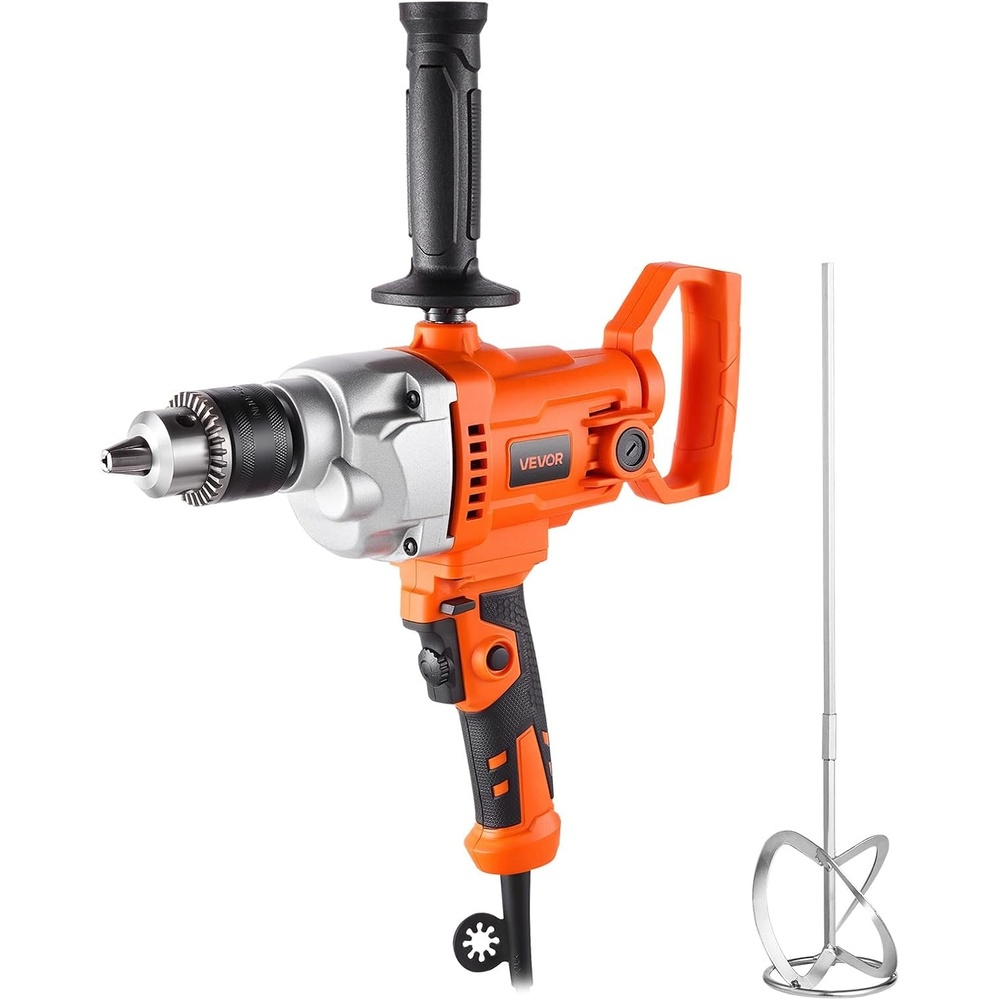 image:imageVEVOR Drill Mixer 12 inch Corded Electric Drill Mixer Set 0850RPM 54A Mixing Drills Mixing Drills Machine with DHandle for Drilling amp Blending Handheld Cement Mixers for Fodder Paint Cement12inch  1100W
