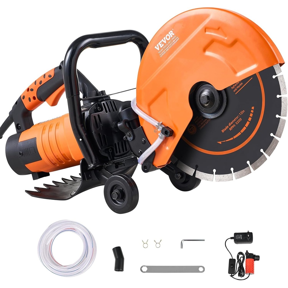 image:imageVEVOR Electric Concrete Saw 12 in 1800 W Motor Circular Saw Cutter with Max 45 in Adjustable Cutting Depth Wet Disk Saw Cutter Includes Water Line Pump and Blade for Stone Brick12 inch