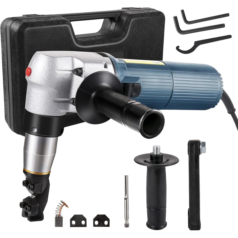 image:imageVEVOR Electric Metal Nibbler 625W Nibbler Metal Cutter 1000RPM High Speed Rotor 016in4mm Metal Nibbler 110V w Replaced Blades Storage Case Sheet Metal Nibbler for Cutting Stainless Steel Aluminium625W016in4mm
