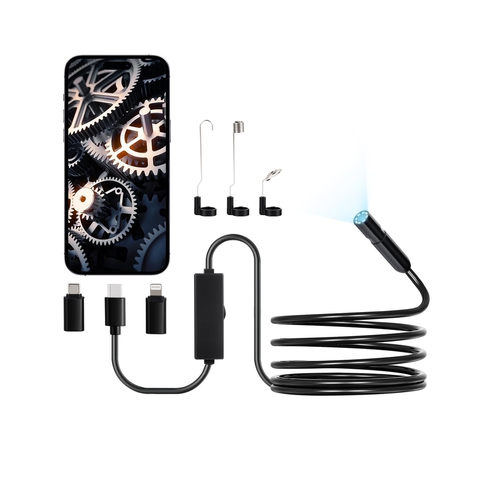 image:imageVEVOR Endoscope Camera with Light 1920P HD Borescope for Android amp iOS 8 LED Lights Inspection Camera with 10FT SemiRigid Cable 2X Zoom IP67 Waterproof Snake Scope Camera for Auto Plumbing10FT
