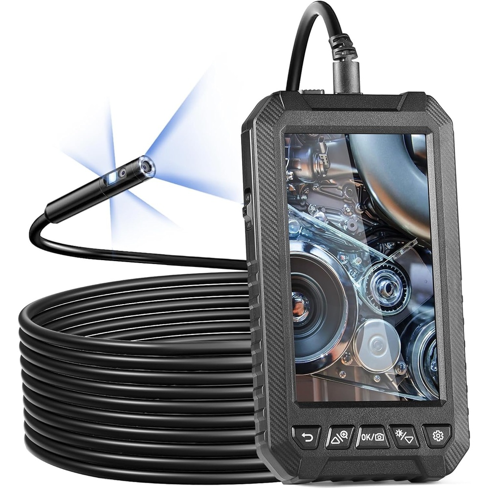 image:imageVEVOR Endoscope Camera with Light Triple Lens Borescope with 492FT SemiRigid Cable 5 Screen 1080P Inspection Camera 8  2 LED Lights IP67 Waterproof Snake Cameras for Auto Plumbing 32GB Card5 ScreenTriple Lens