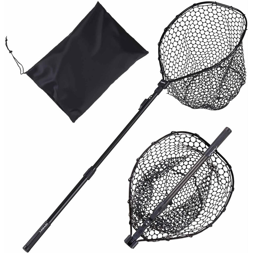 image:imageVEVOR Fishing Net Landing Nets with Telescopic Handle Lightweight and Stronger Fish Gear Durable and FishFriendly for Kayak Boat Bank PondSilicone net