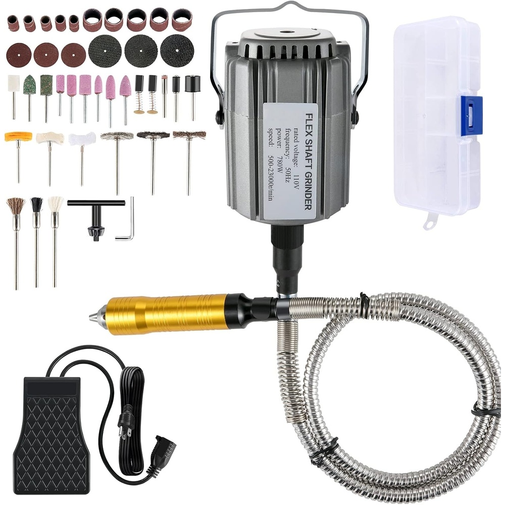 image:imageVEVOR Flex Shaft Grinder 125W 18000RPM Electric Flex Shaft Rotary Tool FootPedal Control Hanging Carver Grinder with 112PCS Accessory Kit for Sanding Buffing Polishing Cutting780W