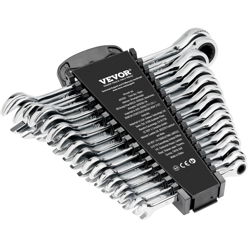 image:imageVEVOR FlexHead Ratcheting Wrench Set 30Piece SAE and Metric 72 Teeth CrV Steel Ratchet Flexible Combination Wrench Set with Roll Up Pouch for General Household and Automotive Repairs SilverRegular