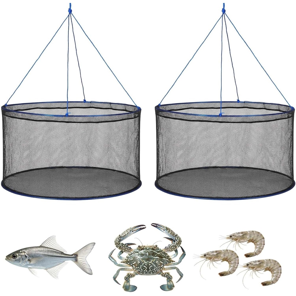 image:imageVEVOR Foldable Fishing Net Landing Fishing Pier Nets 315 Hoop Portable Drop Net for Pulling up Fish Durable and FishFriendly with Rope and Storage Bag for Minnows Crawfish Shrimp Crab