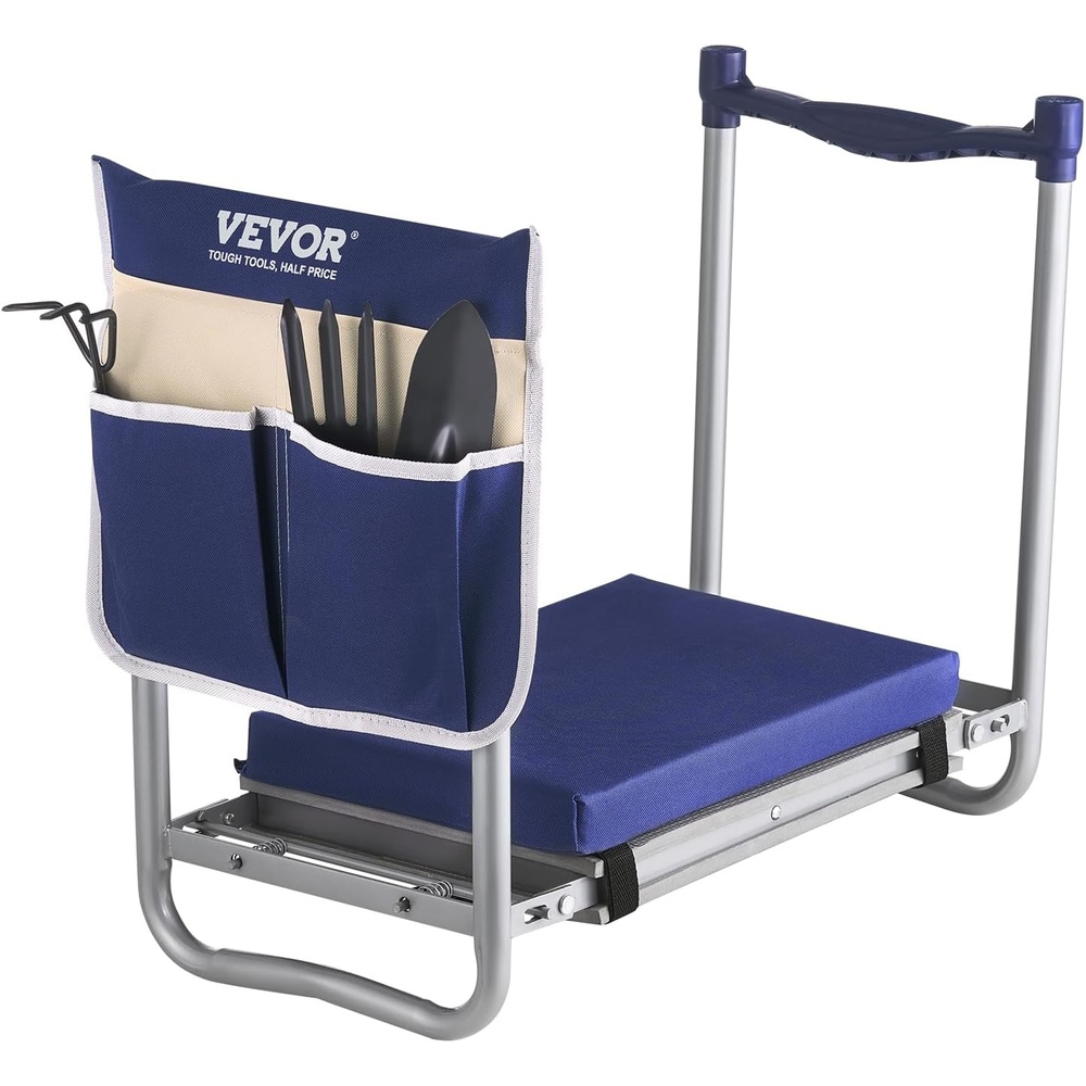 image:imageVEVOR Garden Kneeler and Seat 330 lbs Load Capacity 8 EVA Wide Pad Foldable Garden Stool Kneeling Bench for Gardening with Tool Bag Gifts for Women Grandparents Seniors Mom and DadOrange  White