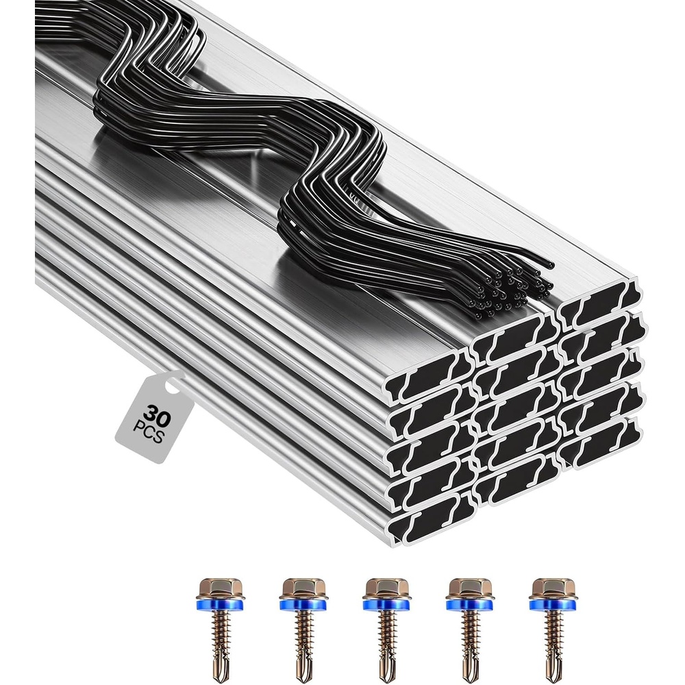 image:imageVEVOR Greenhouse Spring Wire and Lock Channel 40 Packs 656 ft PE Coated Aluminum Alloy Bundle Kit Plastic Poly Film or Shade Cloth Attachment wScrews Silver30 Packs12mm