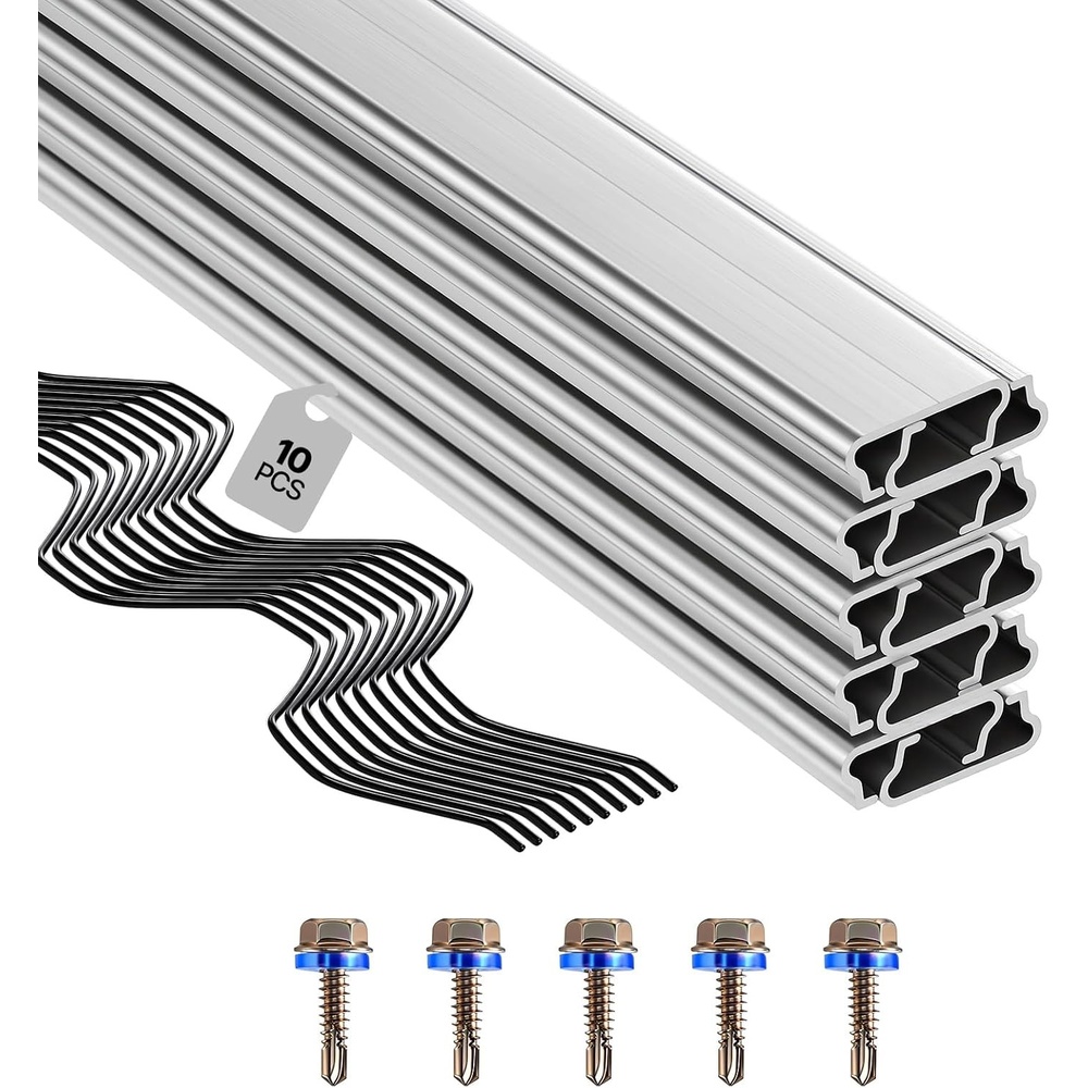 image:imageVEVOR Greenhouse Spring Wire and Lock Channel 40 Packs 656 ft PE Coated Aluminum Alloy Bundle Kit Plastic Poly Film or Shade Cloth Attachment wScrews Silver10 Packs12mm