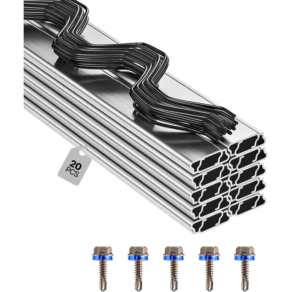 image:imageVEVOR Greenhouse Spring Wire and Lock Channel 40 Packs 656 ft PE Coated Aluminum Alloy Bundle Kit Plastic Poly Film or Shade Cloth Attachment wScrews Silver20 Packs12mm