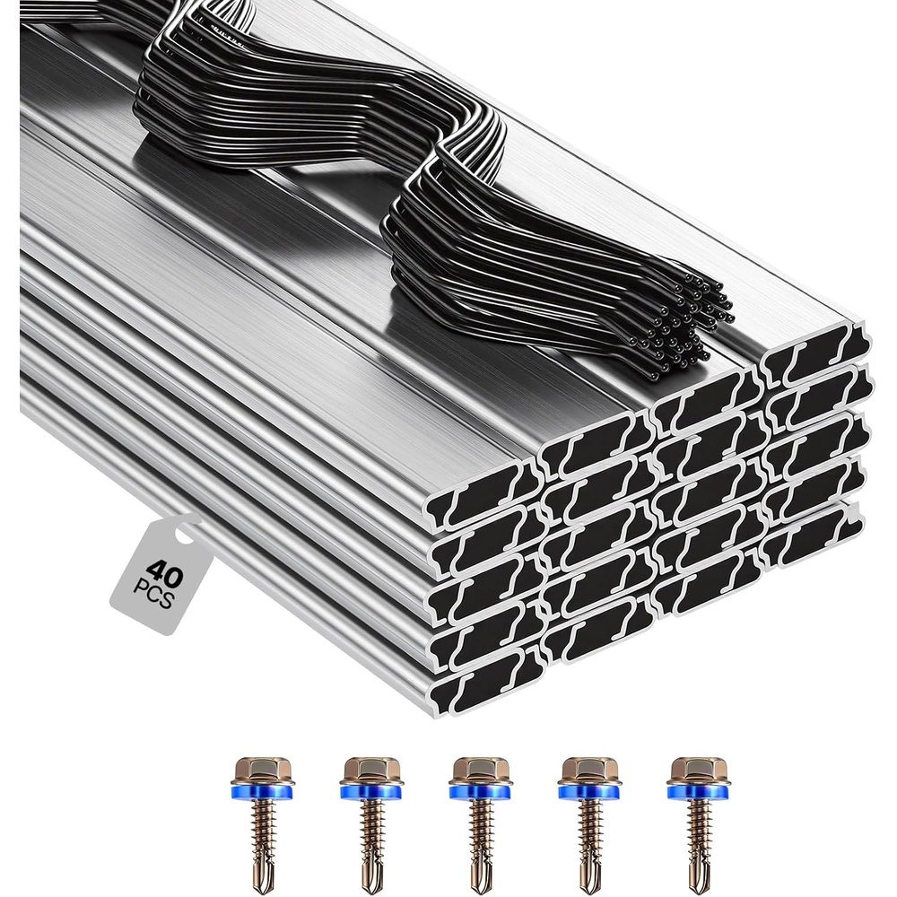 image:imageVEVOR Greenhouse Spring Wire and Lock Channel 40 Packs 656 ft PE Coated Aluminum Alloy Bundle Kit Plastic Poly Film or Shade Cloth Attachment wScrews Silver40 Packs12mm