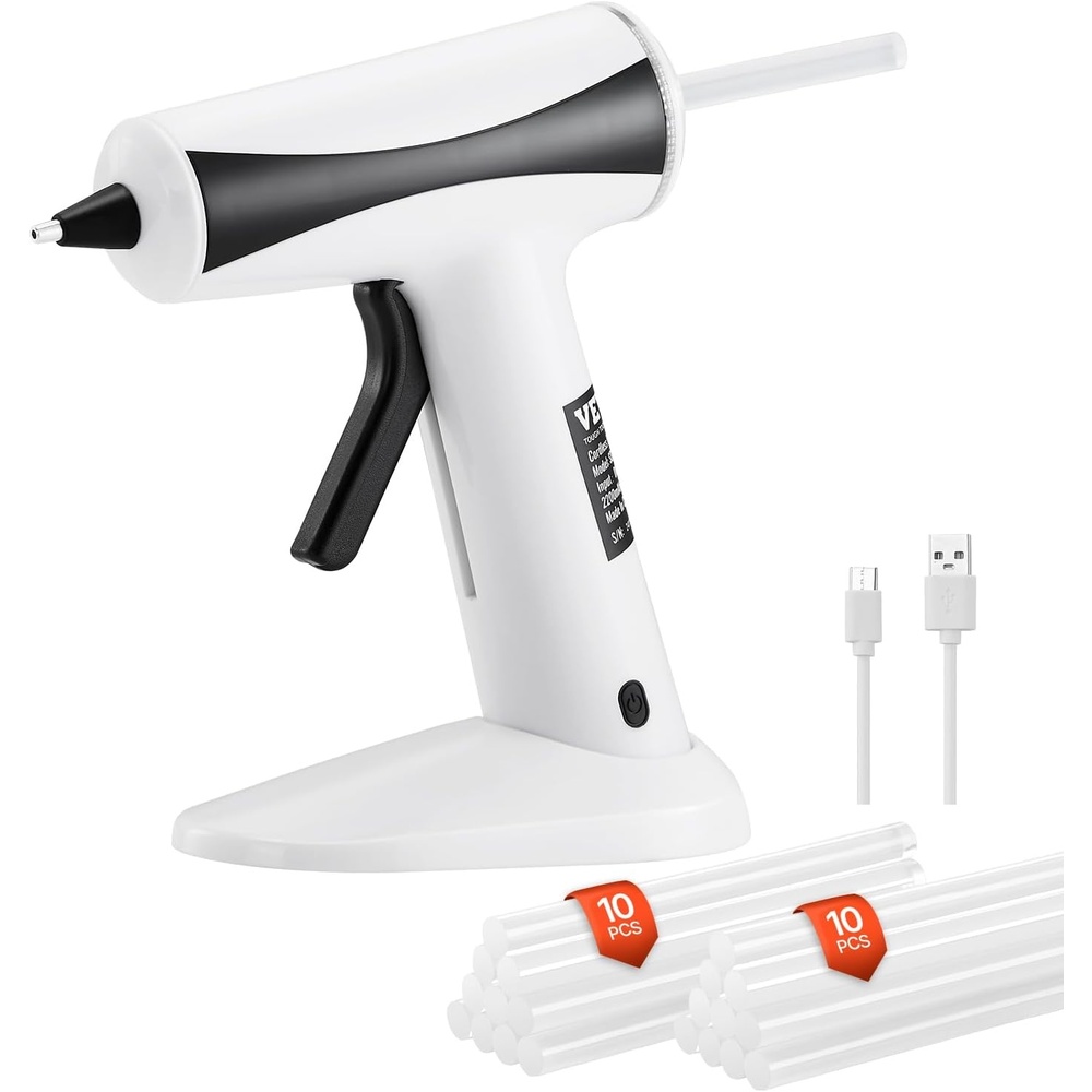 image:imageVEVOR Hot Glue Gun 60100W Dual Power Mini Hot Glue Gun with 20 Premium Glue Sticks and Oxford Cloth Bag Fast Preheating amp High Temp Melt Glue Gun for Crafts Arts DIY Quick Home Repairs WhiteCordless Hot Glue Gun