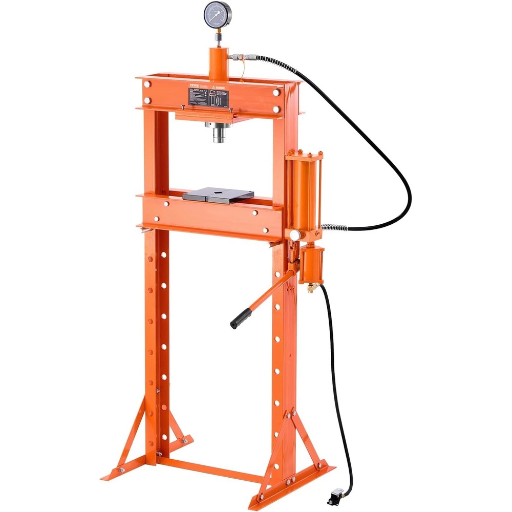 image:imageVEVOR Hydraulic Shop Press 20 T HFrame Pneumatic Shop Press with Press Plate Stable Garage Floor Adjustable Hydraulic Press with Triangular Support Fit for Bending Straightening amp Stamping20T