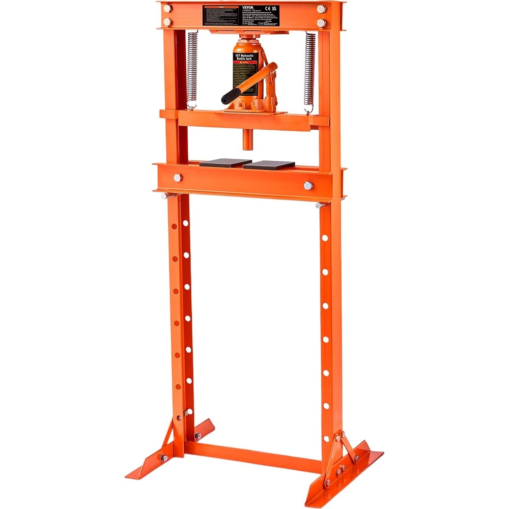 image:imageVEVOR Hydraulic Shop Press 20 T HFrame Pneumatic Shop Press with Press Plate Stable Garage Floor Adjustable Hydraulic Press with Triangular Support Fit for Bending Straightening amp Stamping12T