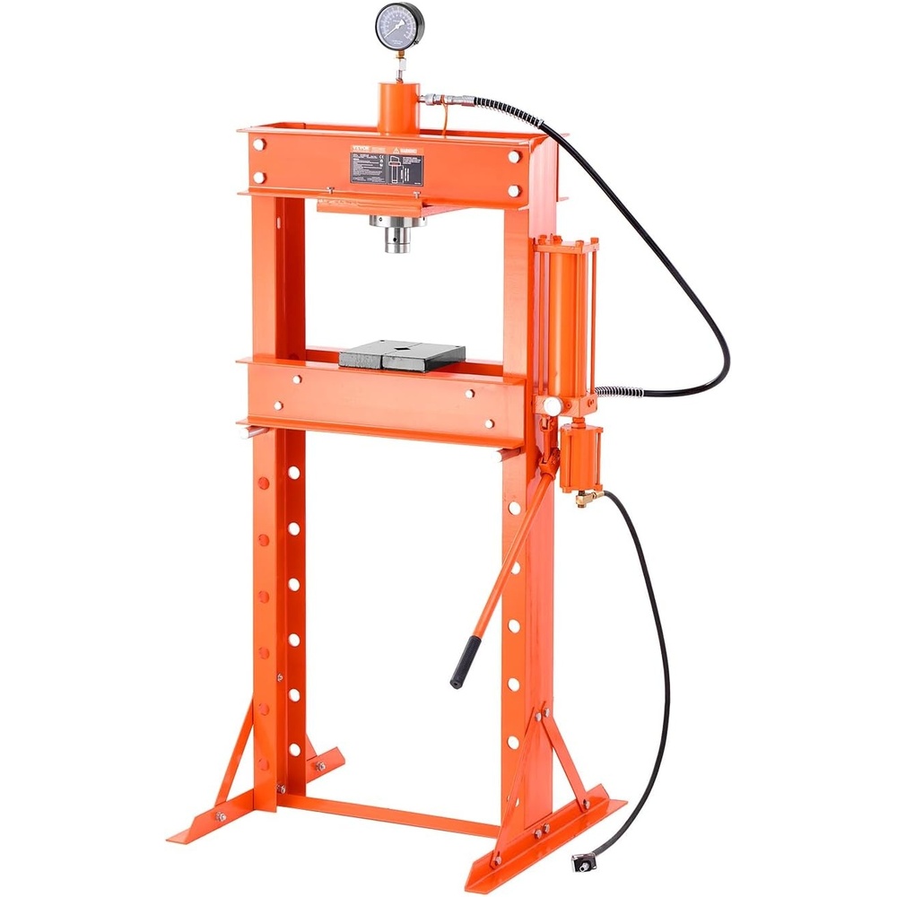 image:imageVEVOR Hydraulic Shop Press 20 T HFrame Pneumatic Shop Press with Press Plate Stable Garage Floor Adjustable Hydraulic Press with Triangular Support Fit for Bending Straightening amp Stamping30T