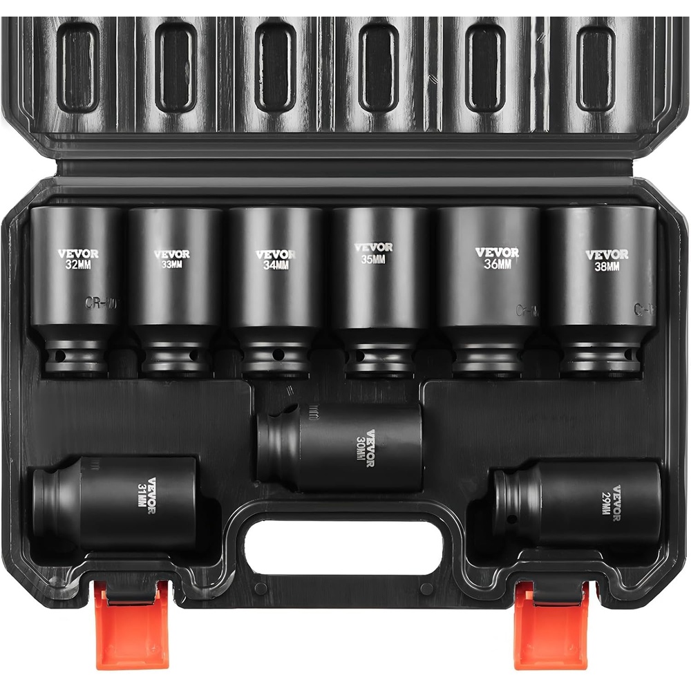 image:imageVEVOR Impact Socket Set 130 Piece 38 amp 12 SAE amp Metric Drive Socket Set 6 Point CrMo Alloy Steel for Auto Repair EasytoRead Size Markings Includes Storage Case12 9PCS CRMO