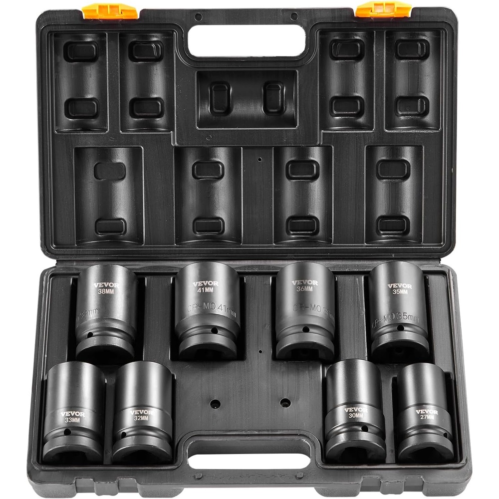 image:imageVEVOR Impact Socket Set 130 Piece 38 amp 12  SAE amp Metric Drive Socket Set  6 Point CrMo Alloy Steel for Auto Repair  EasytoRead Size Markings  Includes Storage Case1 8PCS CRMO