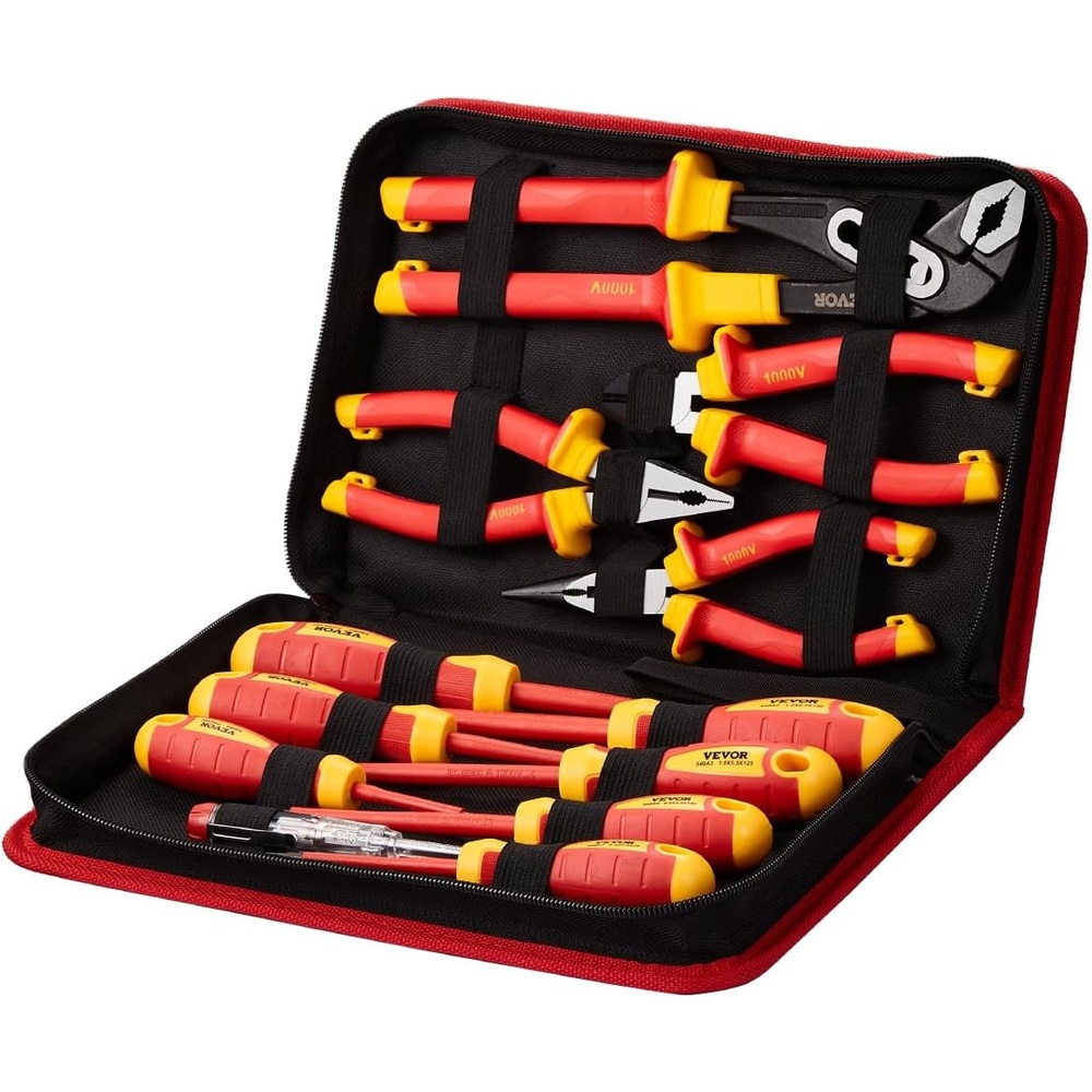 image:imageVEVOR Insulated Screwdriver Set 13Piece Professional Electrical Screwdriver Set 1000V Insulated Electrician Tool Set with Magnetic Phillips Slotted Pozi Torx Tips Screwdrivers for Electricians12pcs