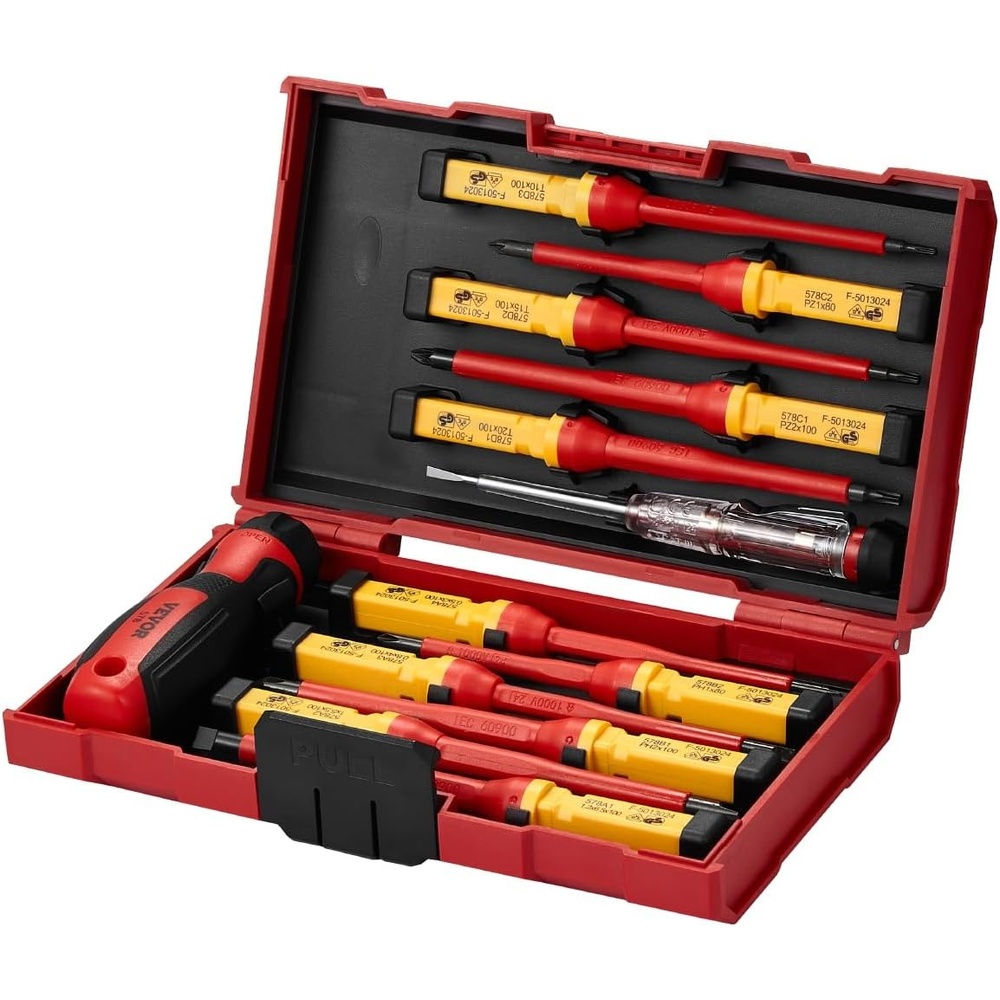 image:imageVEVOR Insulated Screwdriver Set 13Piece Professional Electrical Screwdriver Set 1000V Insulated Electrician Tool Set with Magnetic Phillips Slotted Pozi Torx Tips Screwdrivers for Electricians13pcs