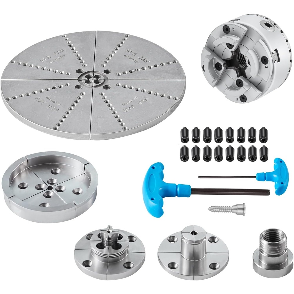 image:imageVEVOR KP965 Lathe Chuck 4Jaw 375 Diameter Metal Lathe Chuck Turning Machine Accessories with 5 Sets of Jaws Selfcentering Tool for Precision Machining Grinding Machines Milling Machines