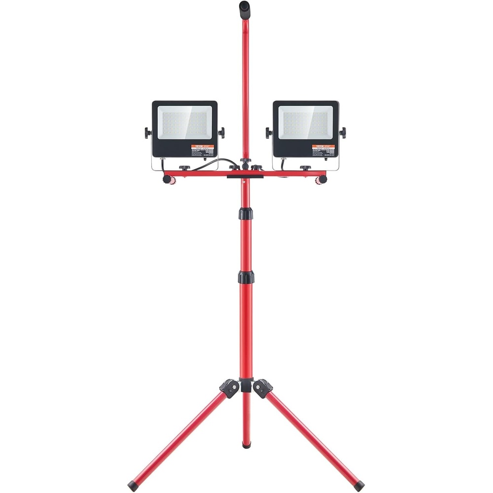 image:imageVEVOR LED Work Light with Stand 132Ah Rechargeable Cordless Camping Light with 3 Lamp Heads Detachable Tripod Stand 2200 Lumens 3000K6500K Dimmable Portable Construction Lighting for Job Site20000 LM Corded 1 Pack