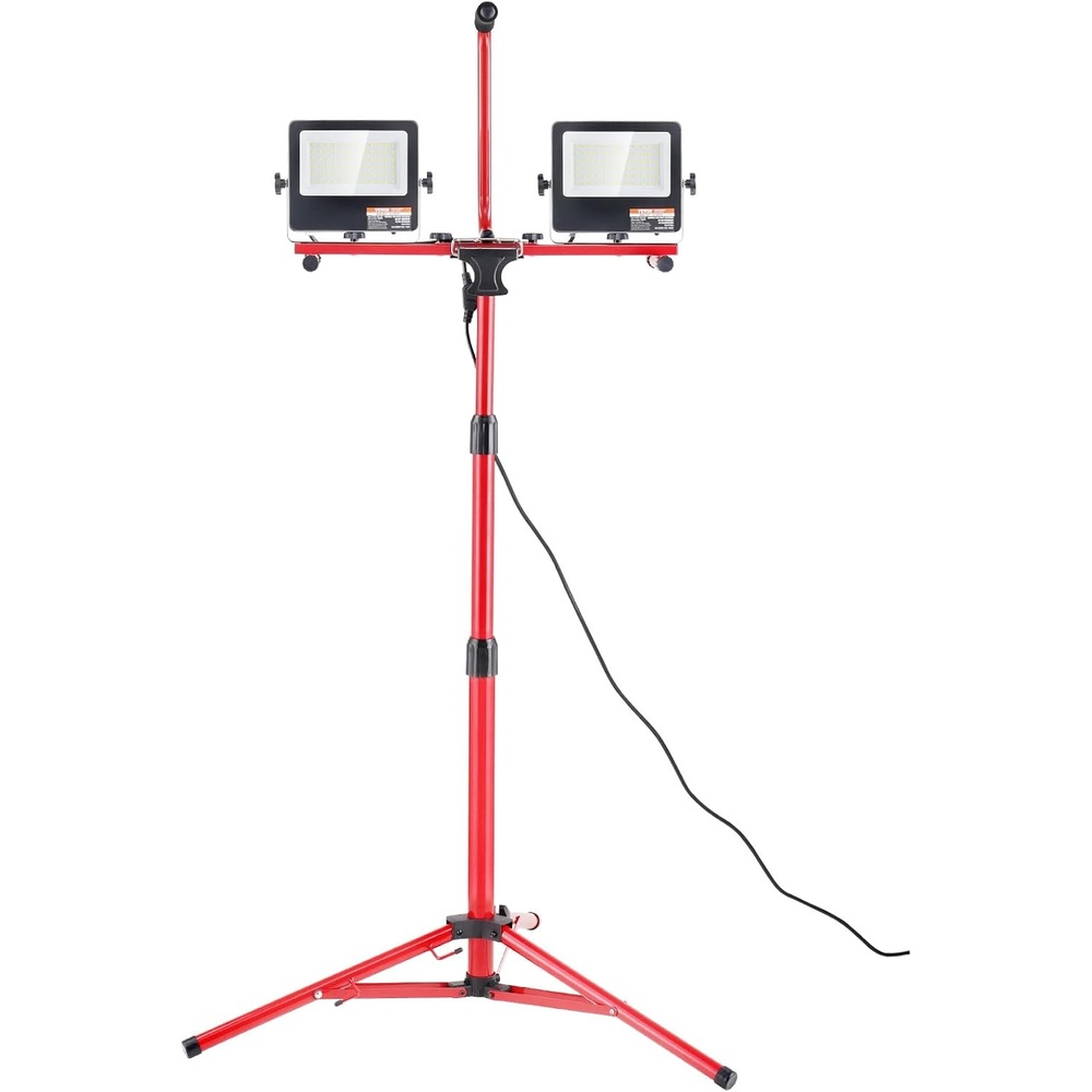 image:imageVEVOR LED Work Light with Stand 132Ah Rechargeable Cordless Camping Light with 3 Lamp Heads Detachable Tripod Stand 2200 Lumens 3000K6500K Dimmable Portable Construction Lighting for Job Site10000 LM Corded 1 Pack