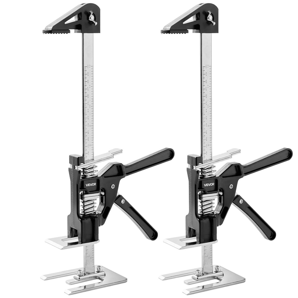 image:imageVEVOR Labor Saving Arm Jack 2 PCS 220 lbs Bearing Capacity Lifting up to 98 Metal Hand Lifting Jack Tool with Magnetic Level Adjustable Height for Door Window Furniture Woodworking BlackXL15inch