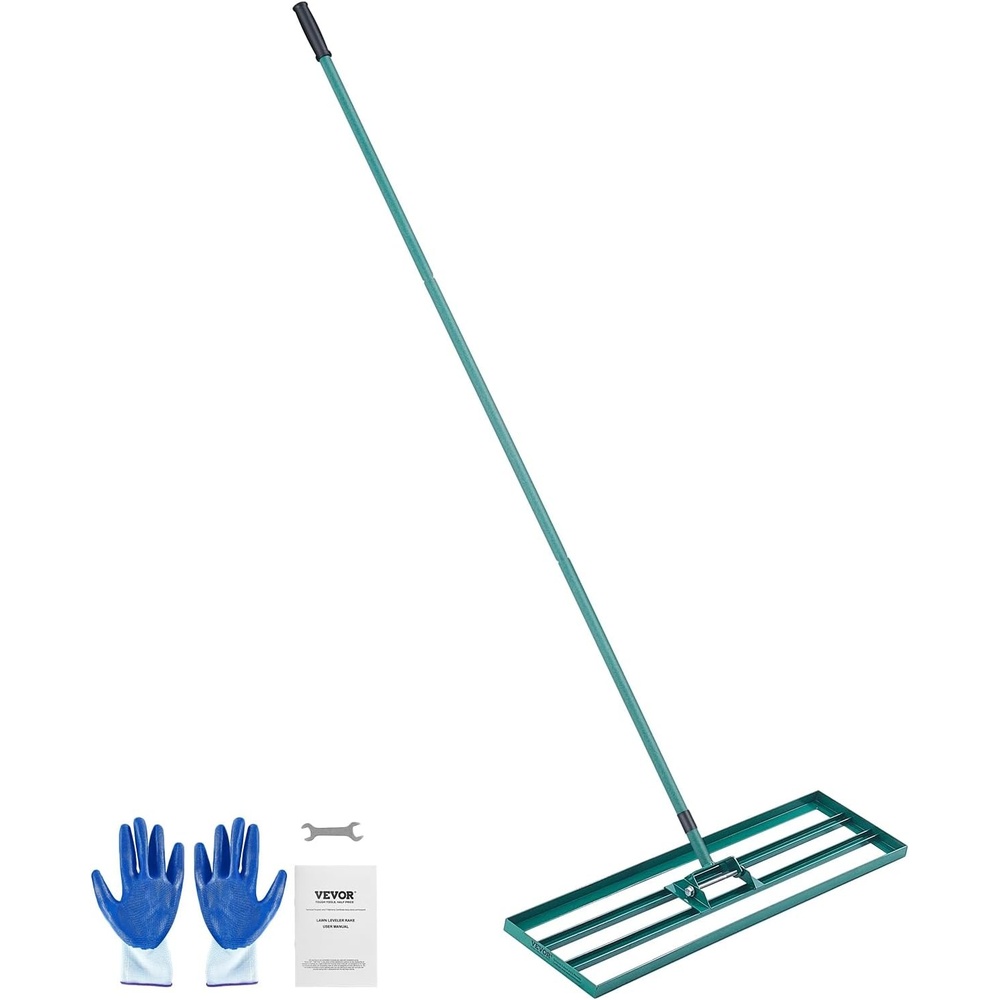 image:imageVEVOR Lawn Leveling Rake 30 x10 Level Lawn Tool HeavyDuty Lawn Leveler with 78 Steel Extended Handle Yard Leveling Rake Suit for Garden Golf Lawn Farm Green36x10