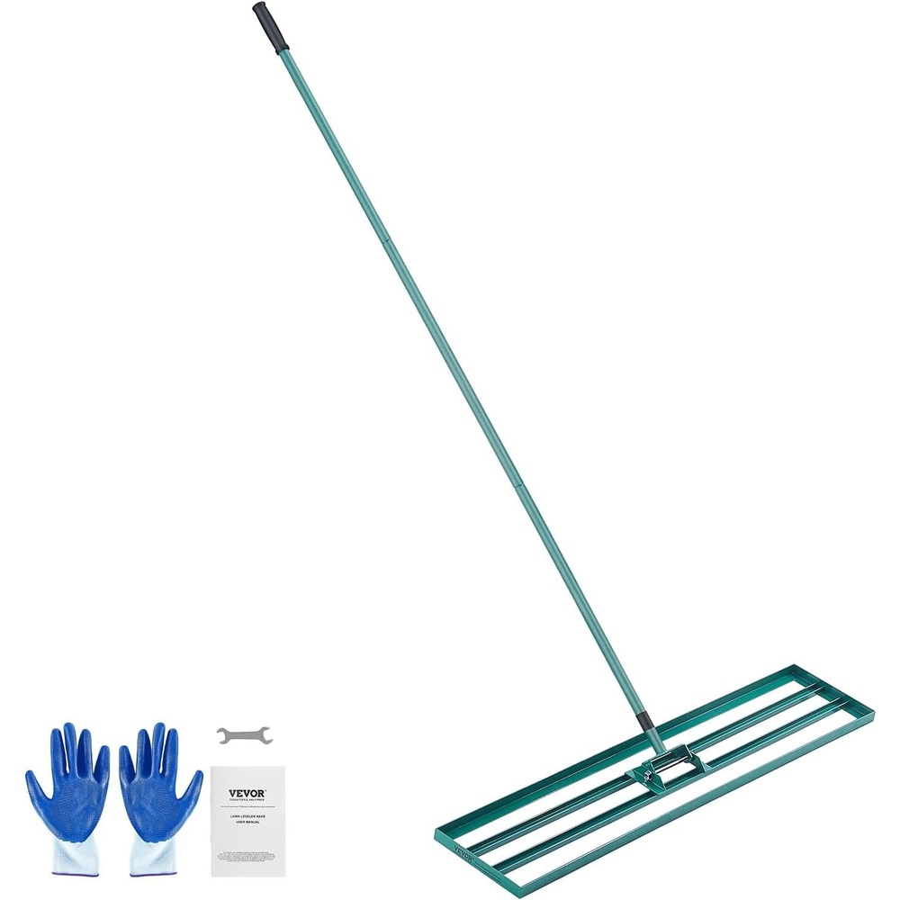 image:imageVEVOR Lawn Leveling Rake 30 x10 Level Lawn Tool HeavyDuty Lawn Leveler with 78 Steel Extended Handle Yard Leveling Rake Suit for Garden Golf Lawn Farm Green48x10