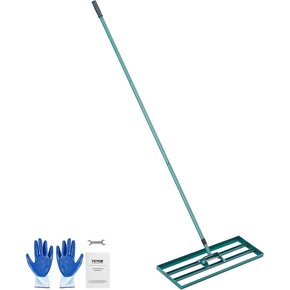 image:imageVEVOR Lawn Leveling Rake 30 x10 Level Lawn Tool HeavyDuty Lawn Leveler with 78 Steel Extended Handle Yard Leveling Rake Suit for Garden Golf Lawn Farm Green30x10
