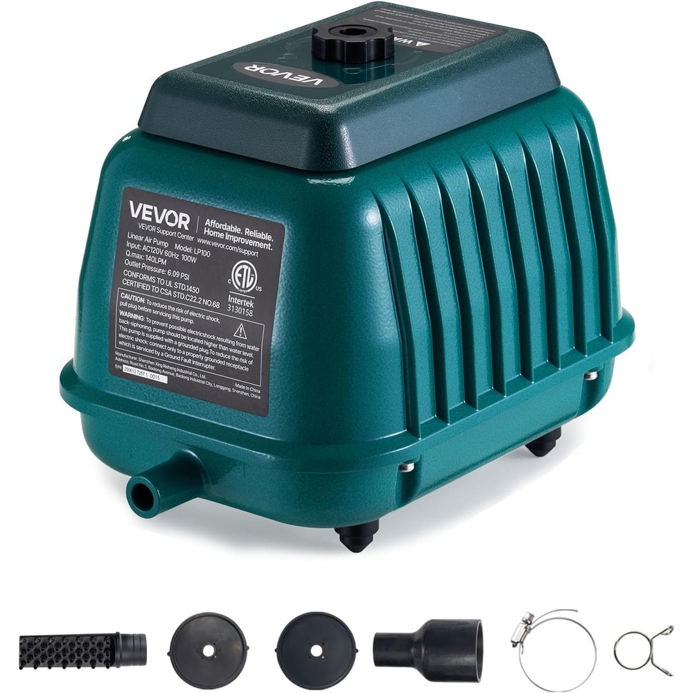 image:imageVEVOR Linear Air Pump 1110 GPH  Pond Aerator amp Septic Tank Pump for 10ft Deep Water  for Wastewater Treatment Fish Farms Hydroponics Aquariums Restaurants100W  140 LPM