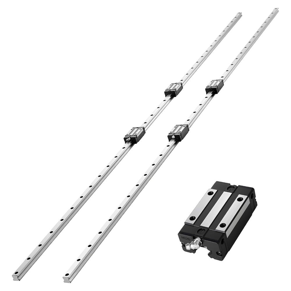 image:imageVEVOR Linear Rail Guide Kit HGR20 2PCS 600 mm 2362 inch Linear Rails and 1PCS Ball Screw 4PCS Slide Blocks with BF12BK12 End Support Coupling and Nut Housing for DIY CNC Routers Lathes Linear Rail Slide HGR20600mm7874 x 18 x 12 in