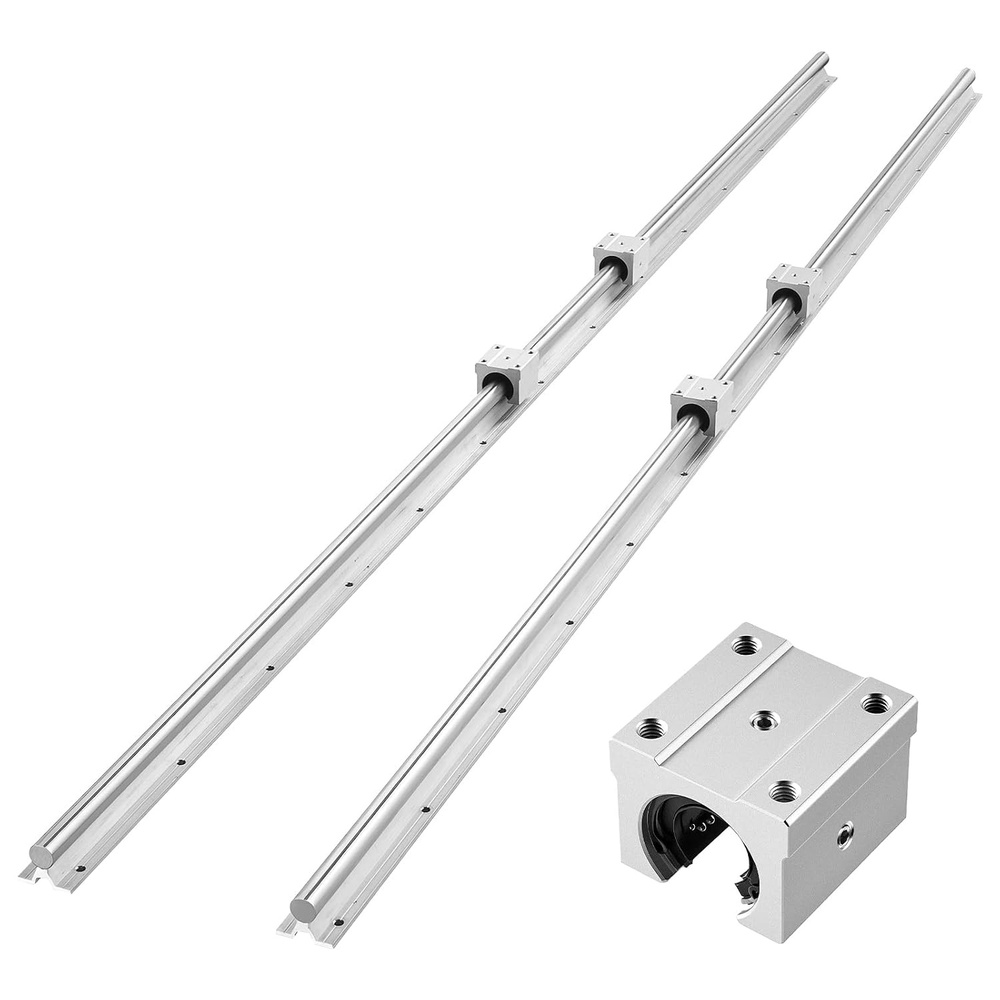 image:imageVEVOR Linear Rail Kit SBR20 2Pcs 2000 mm 7874 inch Linear Motion Guide Rails and 4Pcs Bearing Slide Blocks Fully Supported Shaft for Cutting Grinding Milling Drilling Machines and More7874 x 189 x 197 in