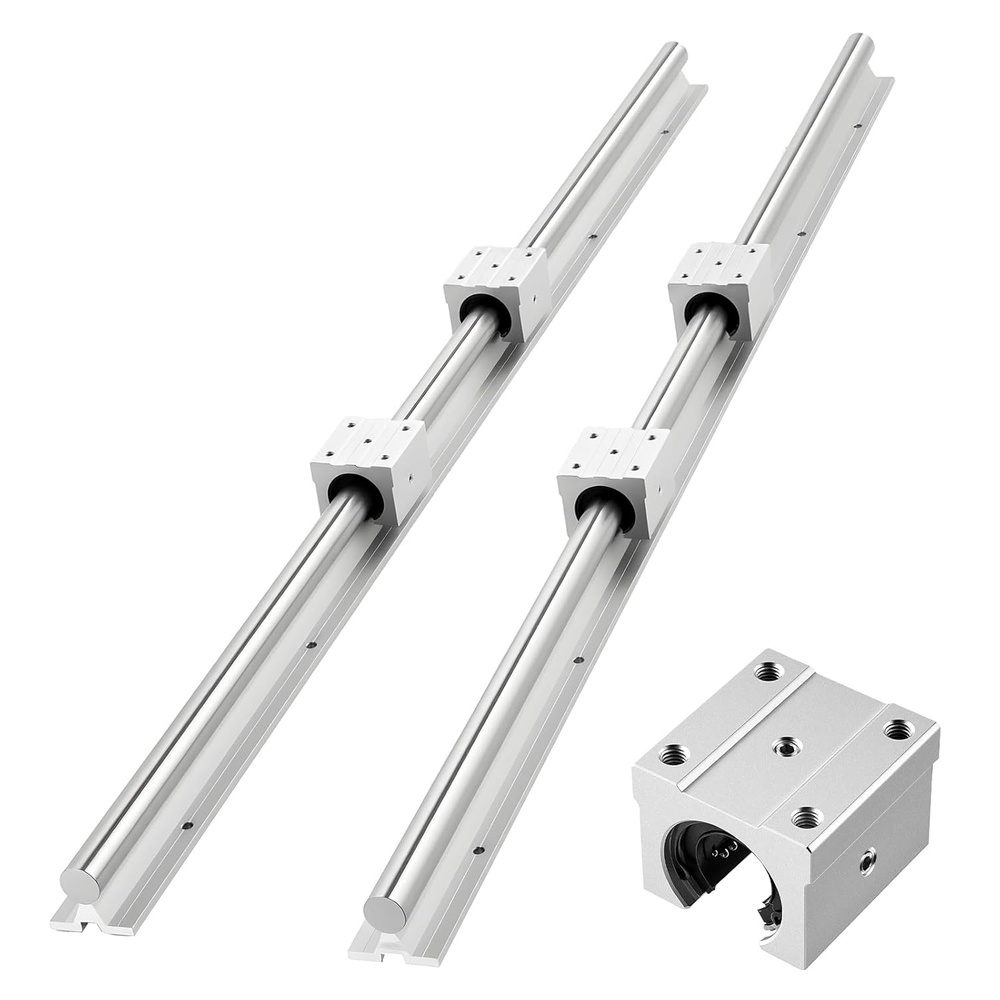 image:imageVEVOR Linear Rail Kit SBR25 2Pcs 1200 mm 4724 inch Linear Motion Guide Rails and 4Pcs Bearing Slide Blocks Fully Supported Shaft for Cutting Grinding Milling Drilling Machines and More