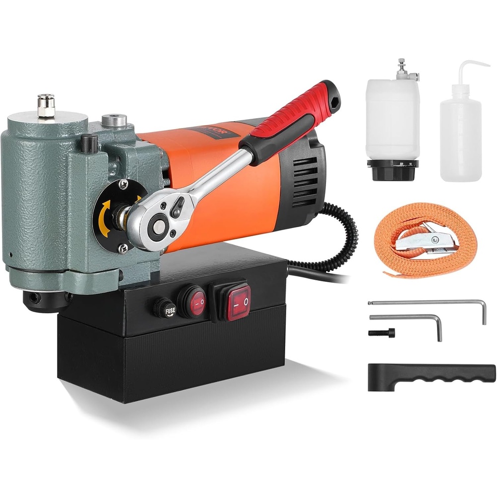 image:imageVEVOR Low Profile Magnetic Drill Press 1300W Mag Drill Light Weight Portable Mag Drilling Machine with Cooling Device and Overload Protection Mag Press for Equipment Installation Industrial  For Equipment Installation Efficient Lightweight Portable with Ergonomic Handle Cooling Device and Overload ProtectionW 138  LOW