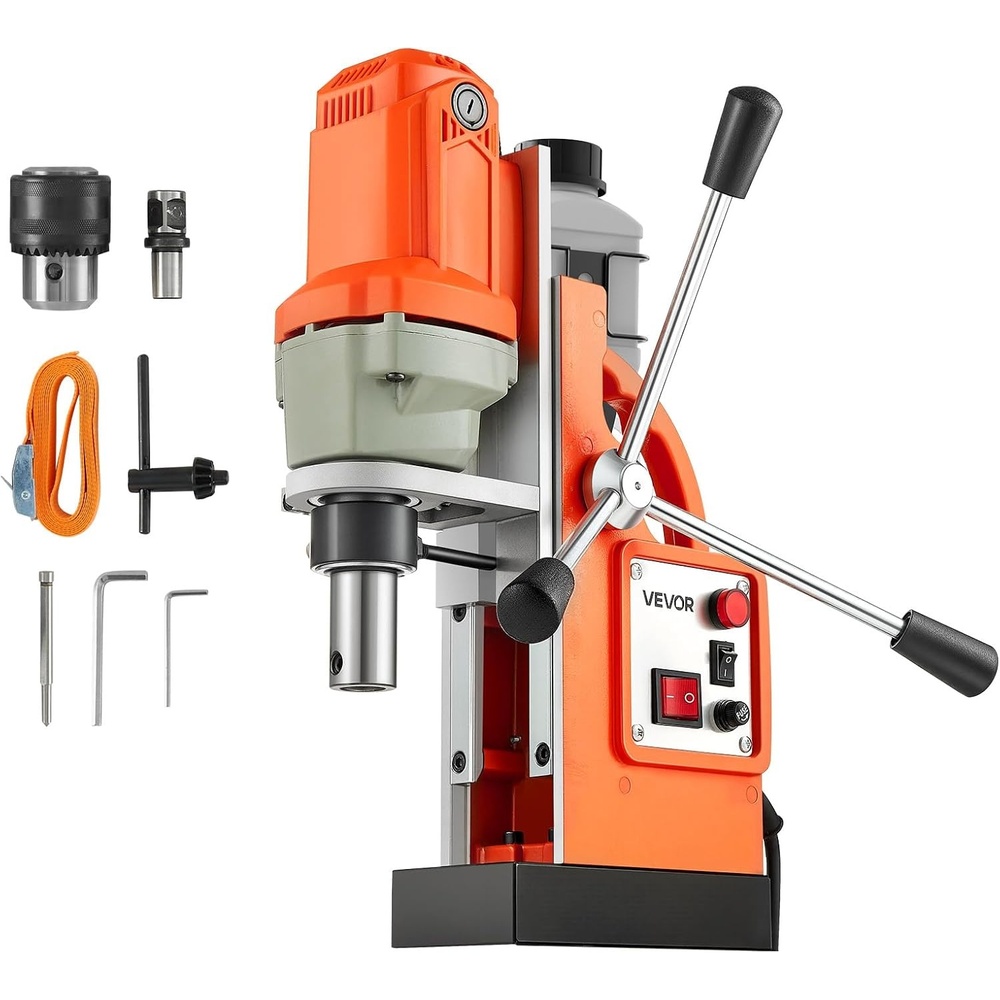 image:imageVEVOR Mag Drill Press 1200 W 15 Boring Diameter 2248 lbf Power Magnetic Drill Press 900 RPM Speed with Weldon Shank Efficient Cooling for Metal Surface Industrial and Home ImprovementW 15
