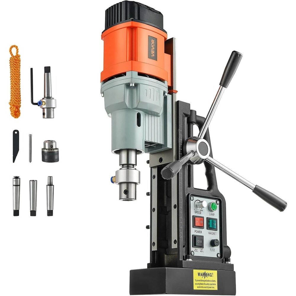 image:imageVEVOR Mag Drill Press 1300W 157 Boring Diameter 2922lbf Power Portable Magnetic Drill 810 PRM 11Pcs Drill Bits Electric Drilling Machine for Metal Surface Industrial and Home Improvement  For Metal Surface 810 PRM with 11Pcs Bits Portable Titanium Magnesium Alloy Guide Rail Industrial and Home ImprovementW 24