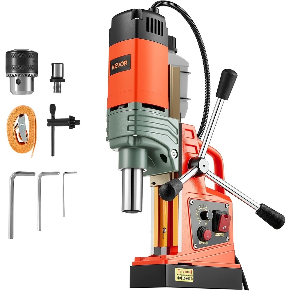 image:imageVEVOR Magnetic Drill Press 1400 W 2 in Boring Diameter 2810 lbf Power Portable Mag Drill Press 0800 RPM Adjustable Speed with Weldon Shank for Metal Surface Industrial and Home ImprovementW 2 in NEW