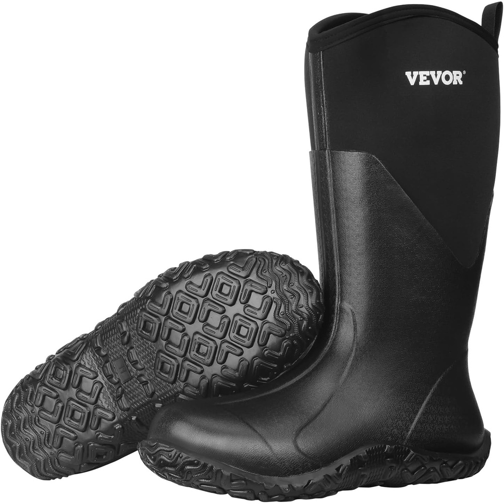 image:imageVEVOR Mens Rubber Waterproof Anti Slip Hunting Gardening Insulated Mud Boots Protective Footwear Lightweight amp Durable for Manufacturing Farming Size 13 USBlack