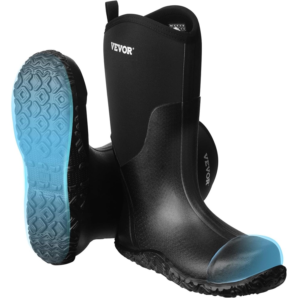image:imageVEVOR Mens Steel Toe Rubber Protective Footwear Waterproof Rain Fishing Boots Outdoor NonSlip Work Shoes Lightweight and Durable for Manufacturing Construction Farming Size 13 USBlack