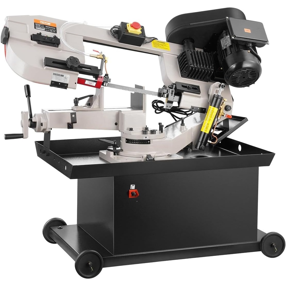 image:imageVEVOR Metal Horizontal Band Saw 7 x 825 in Rectangular Cutting Capacity 110220V Vertical Cutting Bandsaw with 11 kW Motor 045 Angle Adjustment Variable Speed for Metal Wood and PlasticRotating base
