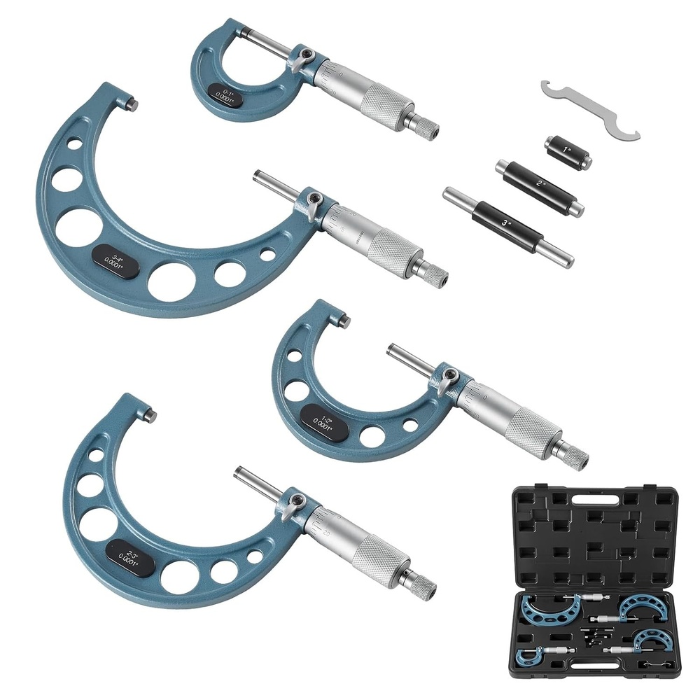 image:imageVEVOR Micrometer Set Digital Outside Micrometer 01 inch Measuring Range 000005 Resolution UltraPrecision 00001 Accuracy LCD Screen inmm Switch Carbide Tip with Protective Case01122334