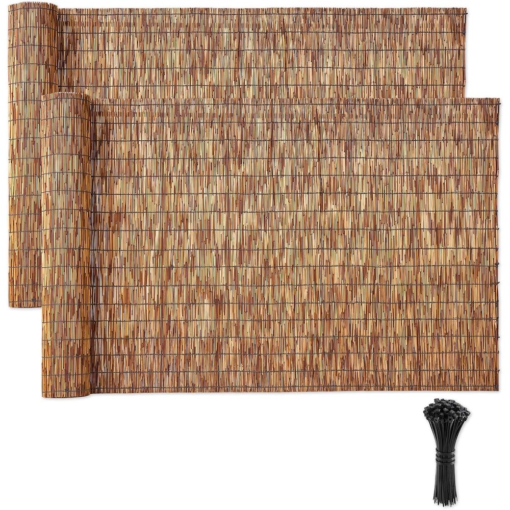 image:imageVEVOR Natural Reed Fencing 4 ft x 164 ft 3 Pack Decorative Natural Reed Fencing Roll Decorative Fence for Backyard Divider Privacy Screen Panel Curtain for Balcony Patio Garden Backyard OutdoorBrown