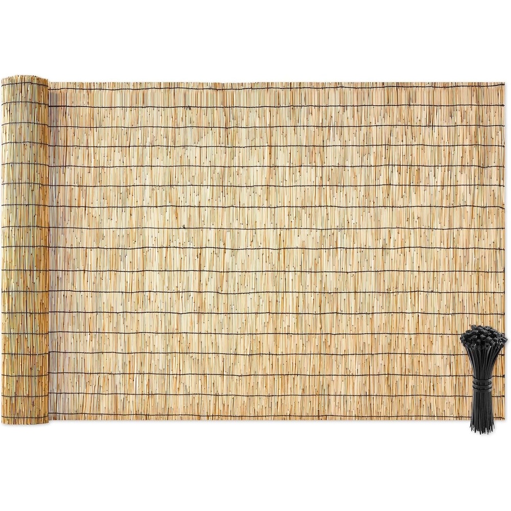 image:imageVEVOR Natural Reed Fencing 4 ft x 164 ft 3 Pack Decorative Natural Reed Fencing Roll Decorative Fence for Backyard Divider Privacy Screen Panel Curtain for Balcony Patio Garden Backyard OutdoorNatural