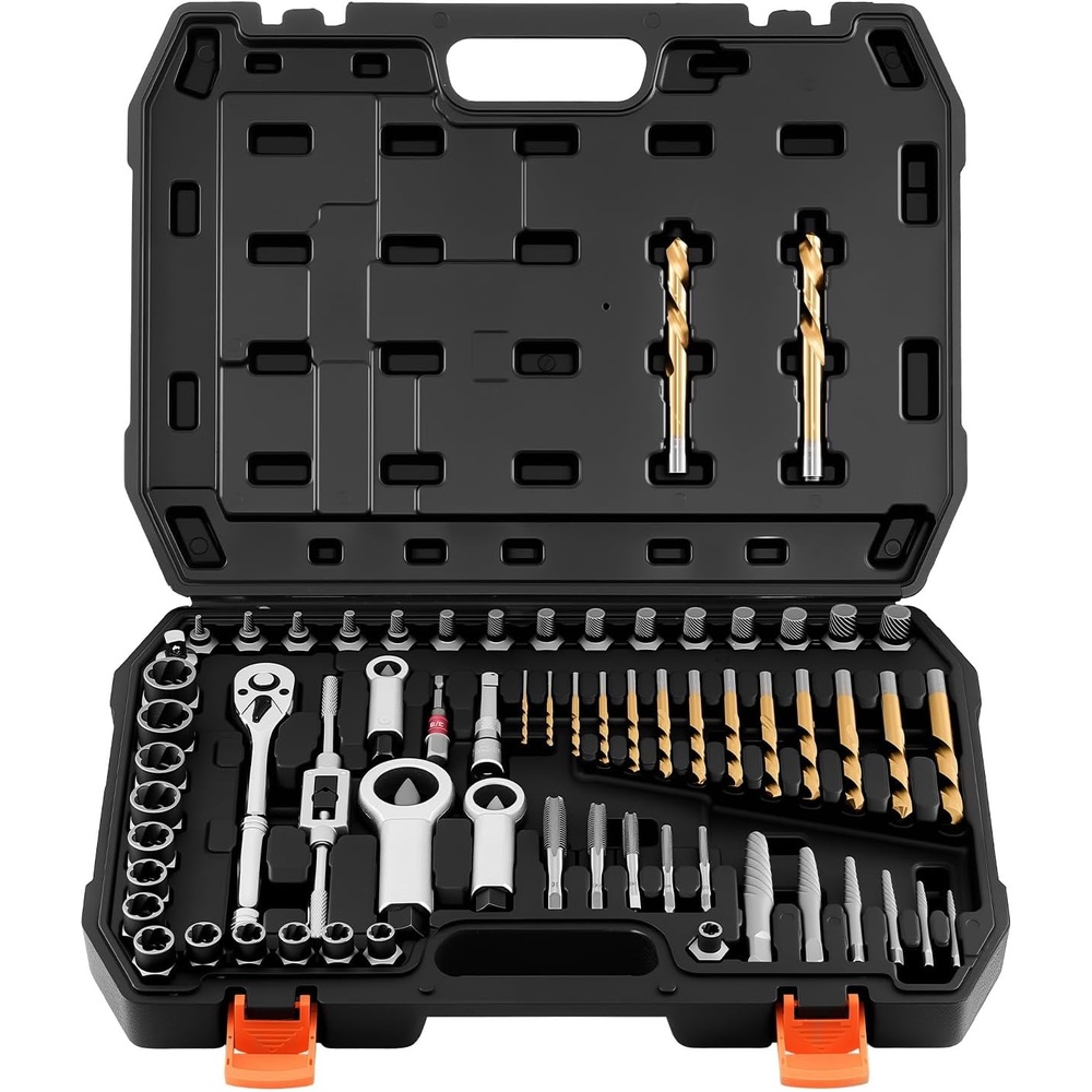 image:imageVEVOR Pipe Extractor Set 9 Pieces Heavy Duty Steel Broken Pipe Extractors with Solid Storage Case CrMo Steel for Removing 18 to 1 Damaged Threaded Pipes and Fittings for Plumbers Mechanics DIY63 PCS