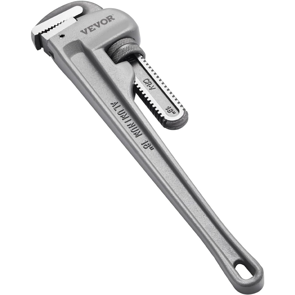 image:imageVEVOR Pipe Wrench 18 Aluminum Straight Pipe Wrench Adjustable Plumbing Wrench with High Strength Jaw and Ergonomic Handle Easy to Carry Hangable Design for Water Pipes Automotive Repairs18 Straight Pipe Wrench