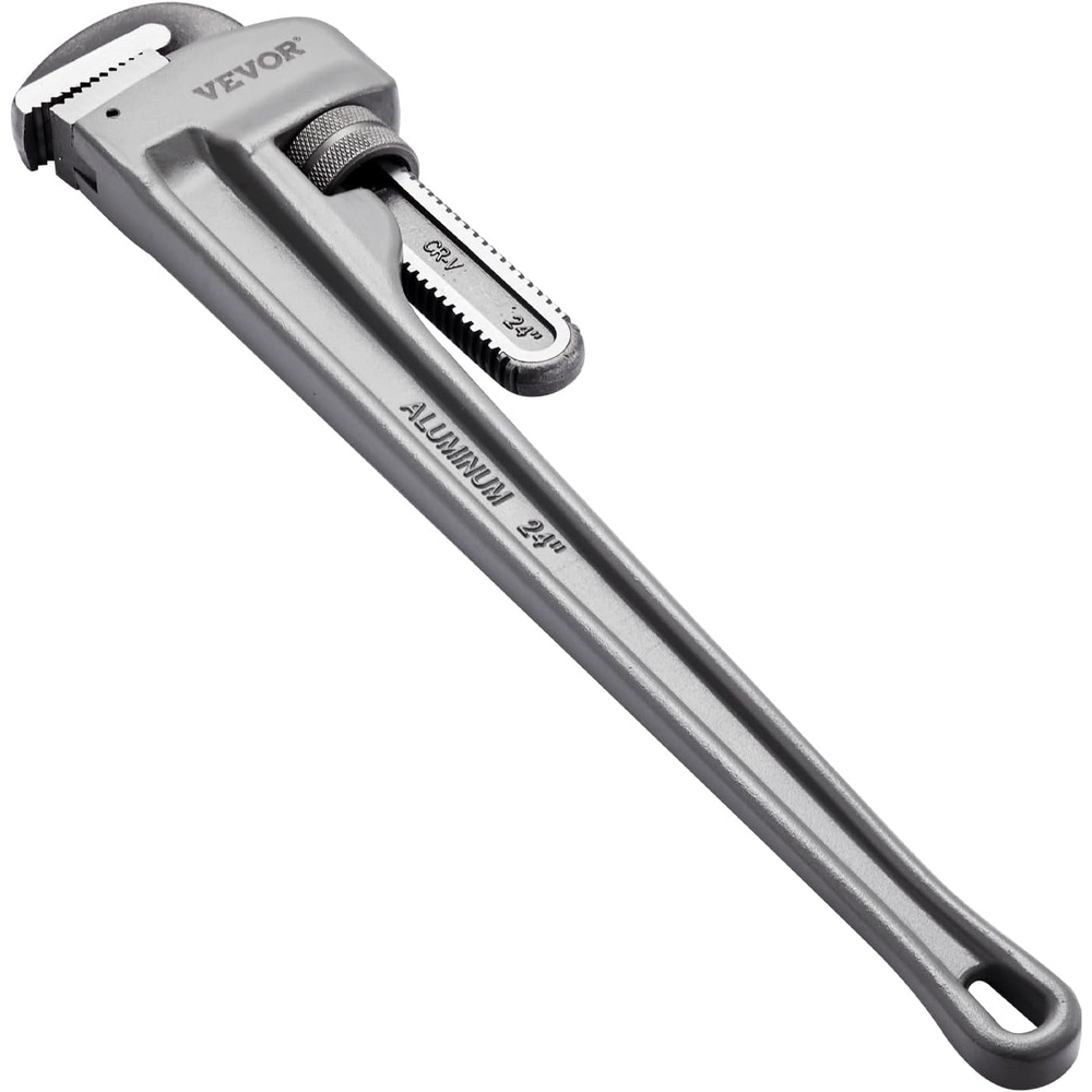 image:imageVEVOR Pipe Wrench 18 Aluminum Straight Pipe Wrench Adjustable Plumbing Wrench with High Strength Jaw and Ergonomic Handle Easy to Carry Hangable Design for Water Pipes Automotive Repairs24 Straight Pipe Wrench