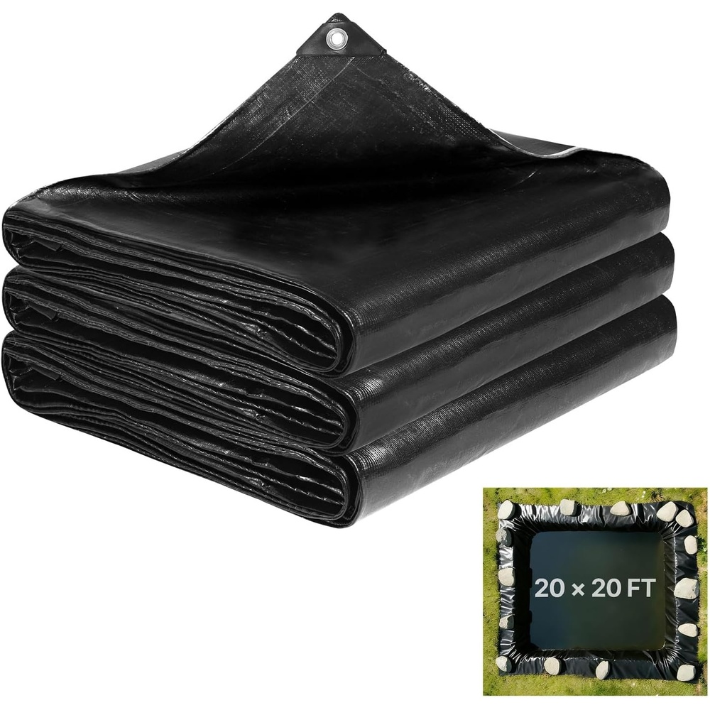 image:imageVEVOR Pond Liner 15 x 20 ft 20 Mil Thickness Pliable amp Durable LLDPE Material Easy Cutting Underlayment for Fish or Koi Waterfall Fountains Water Gardens Black20 x 20 ft