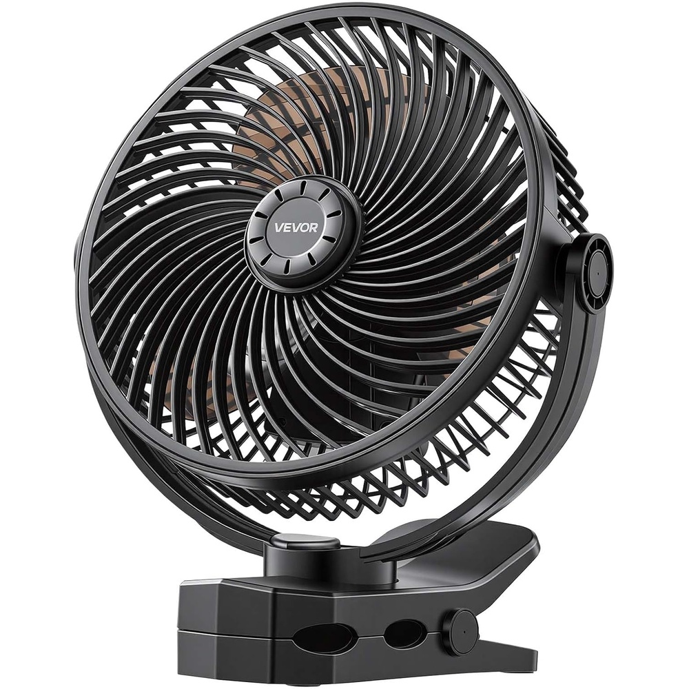 image:imageVEVOR Portable Clip Fan Rechargeable Clip On Fan with Light USB Port with 3 Speeds amp Circulation Mode Strong Airflow Sturdy Clamp Long Runtime for Desk Golf CartOutdoor Camping TreadmillBlackPortable Clip Fan Black