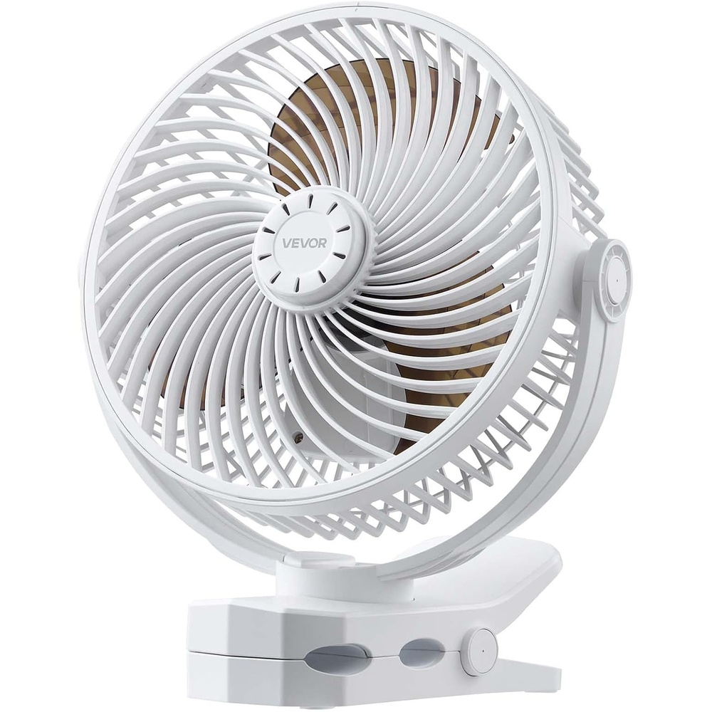 image:imageVEVOR Portable Clip Fan Rechargeable Clip On Fan with Light USB Port with 3 Speeds amp Circulation Mode Strong Airflow Sturdy Clamp Long Runtime for Desk Golf CartOutdoor Camping TreadmillBlackPortable Clip Fan  White