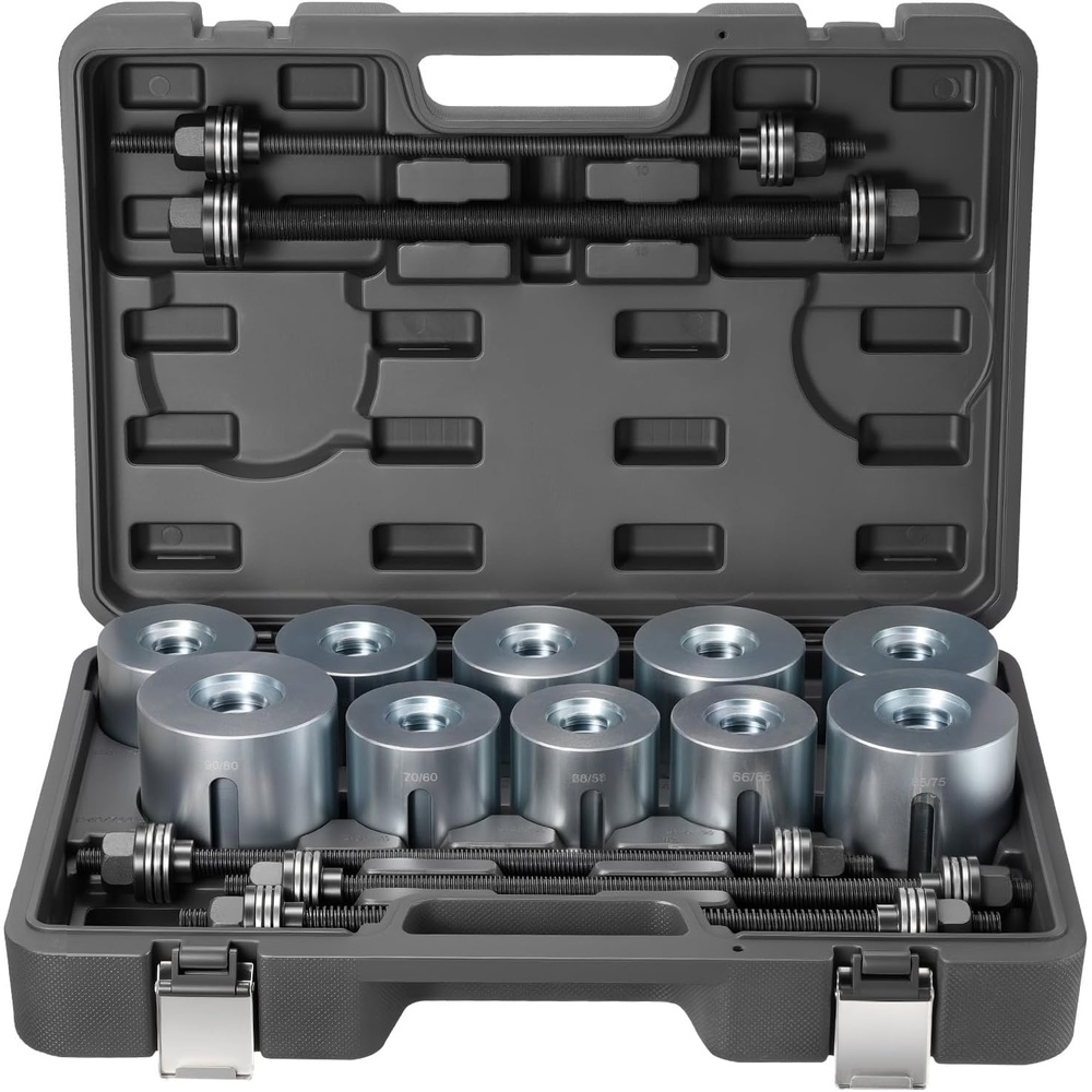 image:imageVEVOR Pull and Press Sleeve Kit 27 PCS Steel Bush Removal Insertion Sleeve Tools with Carrying Case Compatible with LCV and HGV Engines for Removing and Installing Bushings Bearings and Seals